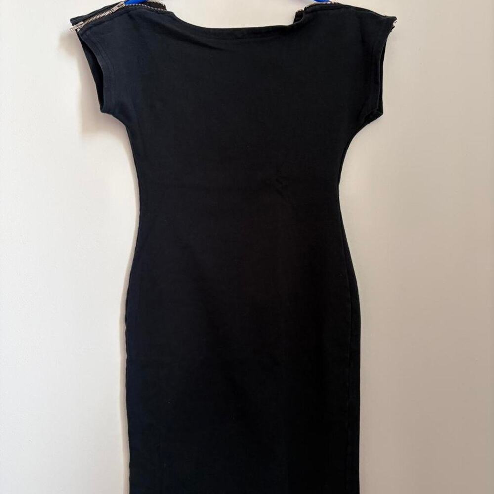 American Apparel Black Bodycon Dress with Zipper Shoulders